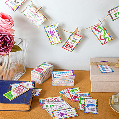 Jinei 300 Inspirational Affirmation Cards Bulk Daily Positive Motivational Gifts Cards Small Mini Encouragement Quotes for Women Coworker Team(Rainbow Style) - style: Rainbow Style