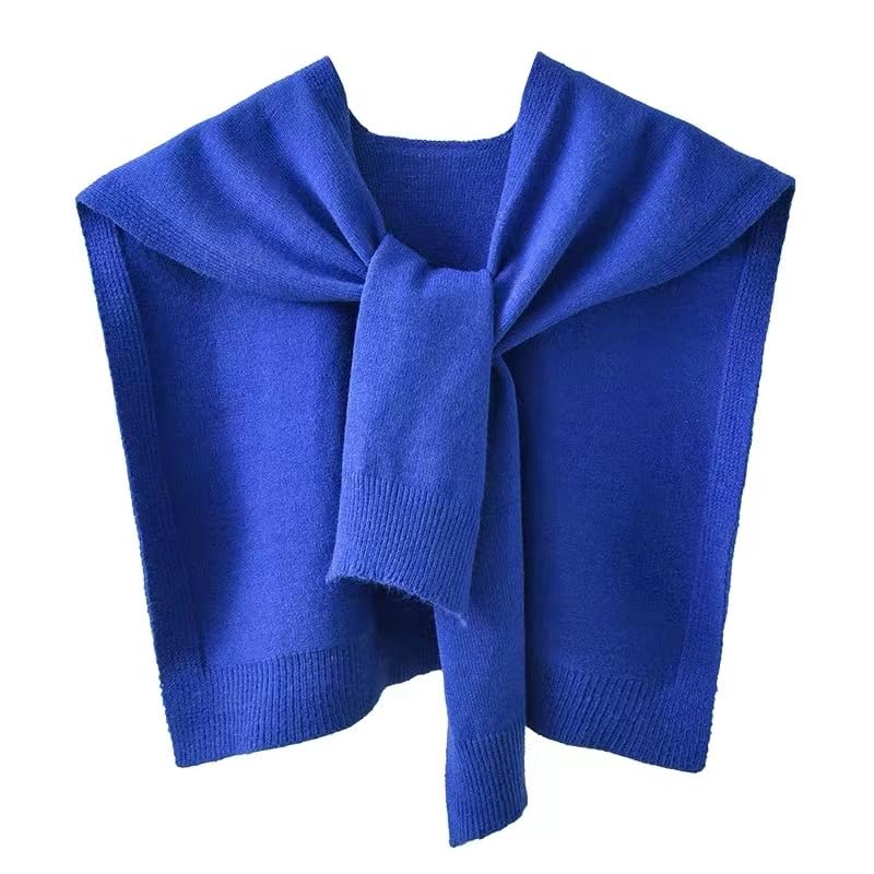 WaJuemy Sweater Shawl Wraps for Women Sweater Knitted Knotted Shawls Travel Casual Scarf Cape Shoulder Tops Fashion Wrap - color: Blue