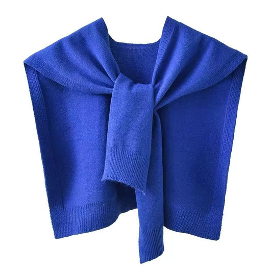 WaJuemy Sweater Shawl Wraps for Women Sweater Knitted Knotted Shawls Travel Casual Scarf Cape Shoulder Tops Fashion Wrap - color: Blue