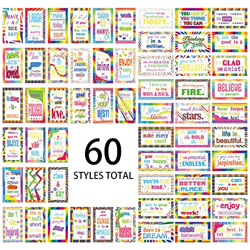 Jinei 300 Inspirational Affirmation Cards Bulk Daily Positive Motivational Gifts Cards Small Mini Encouragement Quotes for Women Coworker Team(Rainbow Style) - style: Rainbow Style