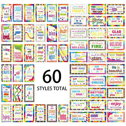 Jinei 300 Inspirational Affirmation Cards Bulk Daily Positive Motivational Gifts Cards Small Mini Encouragement Quotes for Women Coworker Team(Rainbow Style) - style: Rainbow Style
