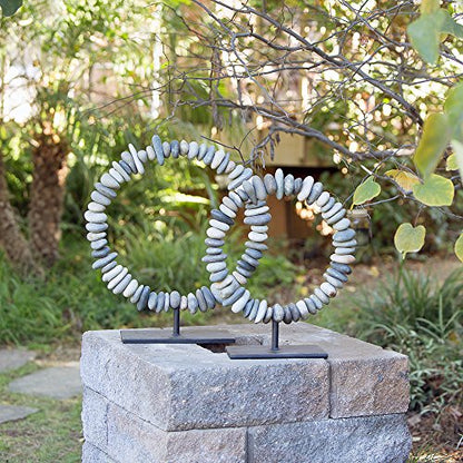 Natural River Stacked Stone Ring on Stand Zen Garden Decoration Statue (Large)