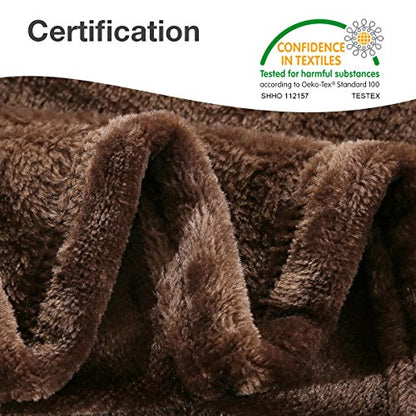 HYSEAS Flannel Fleece Throw Blanket Chocolate - Super Soft Plush Microfiber Solid Blanket for Couch, Bed, Chair, Sofa - Fuzzy Cozy Lightweight - 50x60 Inch - color: Chocolate