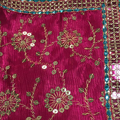 Indian Yoga Meditation Shimmer Sequin Silk Square Prayer Altar Cloth (25" x 25) (Pink) - color: Pink