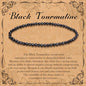 BONNY BOXX Natural Genuine Gemstone Faceted Round Beads Bracelets, 3mm Adjustable Stretchy Tiny Faceted Black Tourmaline Bracelet, Healing Crystal Reiki Chakra Dainty Jewelry Fashion Gifts - color: Black Tourmaline