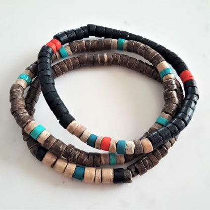 Todu Boho Bracelets Vintage African Turpine Coconut Shell Stackable Wooden Beaded Bracelets for Women Men Bohemian Ethnic Summer Beach Vacation Holiday Jewelry - style: Style A