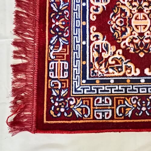 Pooja Aasan in Velvet for puja and Yoga Meditation Rug, Prayer Mattress Mat 1 Pcs (24" inch) Multi Purpose Pooja Cloth Aasan, Car Seat Cover, Sofa Set, Laptop Ethnic Design Home Decor Mat Rug Carpet