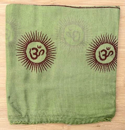 Indian Om Mantra Hand Block Printed Scarf Prayer Shawl (Light Green)