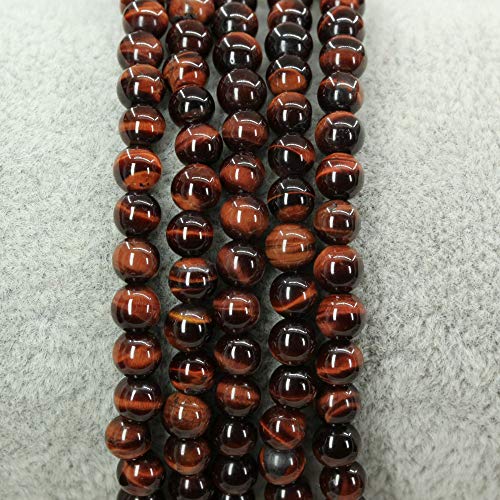 Keleny 4mm Natural Round Beads Gemstones Rock Crystal Stretch Bracelet 7 Inch Unisex - color: Heated Red Tiger Eye