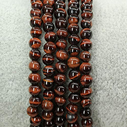 Keleny 4mm Natural Round Beads Gemstones Rock Crystal Stretch Bracelet 7 Inch Unisex - color: Heated Red Tiger Eye