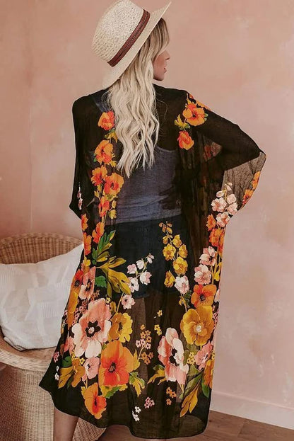 Kimonos for Women Swimsuit Coverups Beach Cover Up Swimwear Cardigan Summer - color: Blooming Summer