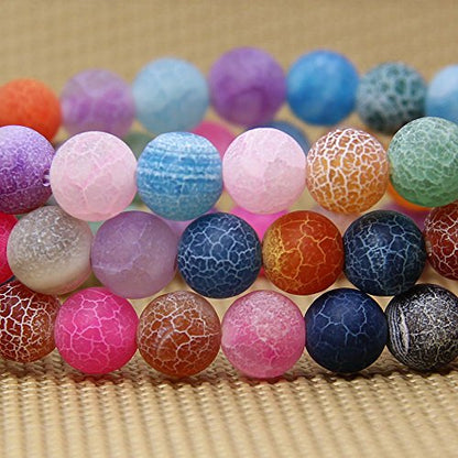 Amandastone Natural Gemstone 8mm Round Beads Stretch Bracelet 7 Inch - color: Multicolor Weathered Agate
