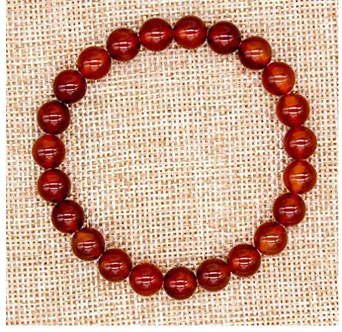Adabele 1pc Natural Stretch Gemstone Bracelet 8mm (0.31") Bead 7" to 8.5 inch Healing Crystal Energy Quartz Chakra Jewelry Women Unisex Birthday Gift - color: Carnelian, size: 7 inch