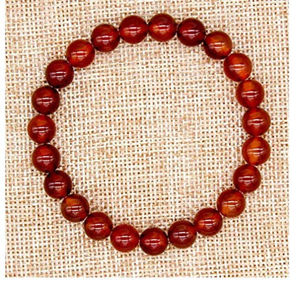 Adabele 1pc Natural Stretch Gemstone Bracelet 8mm (0.31") Bead 7" to 8.5 inch Healing Crystal Energy Quartz Chakra Jewelry Women Unisex Birthday Gift - color: Carnelian, size: 7.5 inch
