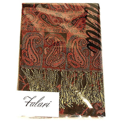 Falari Women's Reversible Paisley Pashmina Shawl Wrap Scarf For Evening Dresses Festivals Any Occasions All Seasons 80"x27" - color: Style 1 - Black Rust