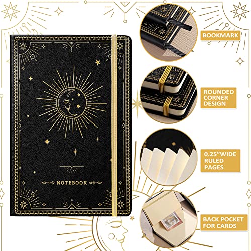 Artfan Ruled Notebook/Journal – Premium Thick Paper Classic Writing Notebook with Pocket + Page Dividers Gifts, Banded, Large, 128 Pages, Hard Cover, Lined (5.3" x 8.26") - Goddess Of the Moon - color: BLACK5