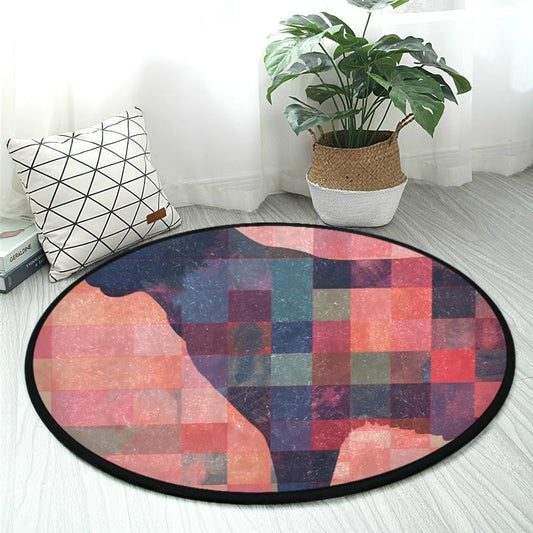 Soft 3ft Pink Plaid Galaxy cat Design Round Area Rug Non-Slip Rug for Bedroom Living Room Washable & No Shedding - color: Color-14, size: 3' (Round)