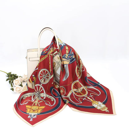 ANDANTINO 100% Pure Mulberry Silk Scarf 35" Large Square Lightweight Headscarf –Women’s Hair Wraps-With Gift Packed - color: Dark Red