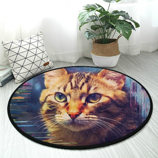 Non-Slip 3ft Round Area Rug Cat Mat Soft Washable Perfect for Kitchen Living Room Bedroom Bath - color: Color-2, size: 3' (Round)