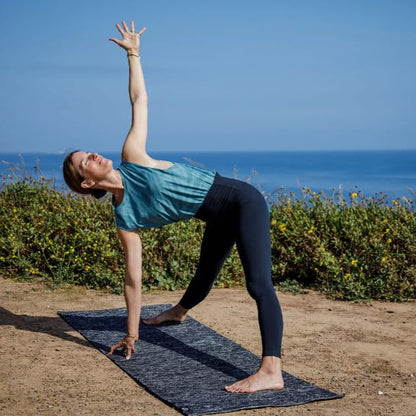 Manduka Shala Yoga Rug 71" - Outdoor Yoga & Meditation | Foldable & Machine Washable | Natural Cotton | Handmade | 71 x 26 inches - color: Black Heather