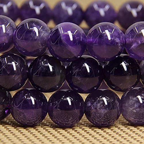 Angelstones Handmade Natural Healing Gemstone 8mm Round Beads Stretch Crystal Bracelet 7 Inch Unisex - color: Amethyst