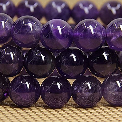 Angelstones Handmade Natural Healing Gemstone 8mm Round Beads Stretch Crystal Bracelet 7 Inch Unisex - color: Amethyst