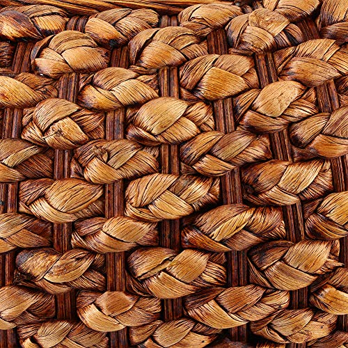 Japanese Style Rattan Floor Cushion - 6.7" Thick Hand-Woven Straw Tatami Floor Pillow & Meditation Seat - Round Pouf Ottoman with Sponge Filling for Yoga, Zen Room, Balcony (15.7 Inch)