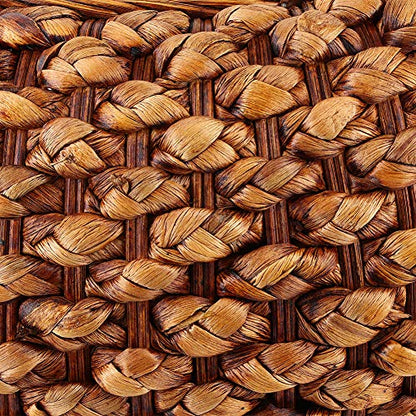 Japanese Style Rattan Floor Cushion - 6.7" Thick Hand-Woven Straw Tatami Floor Pillow & Meditation Seat - Round Pouf Ottoman with Sponge Filling for Yoga, Zen Room, Balcony (15.7 Inch)