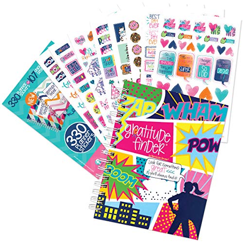 Gratitude Journal 52 Week Daily Positive Thinking for Thankfulness + Sticker Set | Gratitude Finder - color: Super Girlie + Grateful Heart Stickers