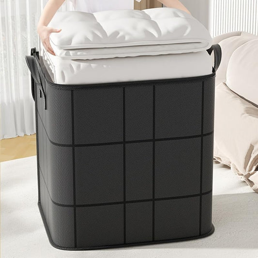 Foldable Wardrobe Storage Bag, Large Capacity Storage Box, Household Double Zipper with Handle Clothing and Quilt Organizer Bag, Suitable for Moving, Travel, Storage Basket