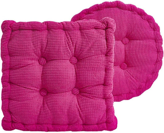 Two Styles of Meditation Floor Cushions, Large Square and Round, Suitable for Adult use, Corduroy Cushions, Used in Living Room, Balcony, Dining Chair(Rose,Diameter 16") - color: Rose, size: Diameter 16"