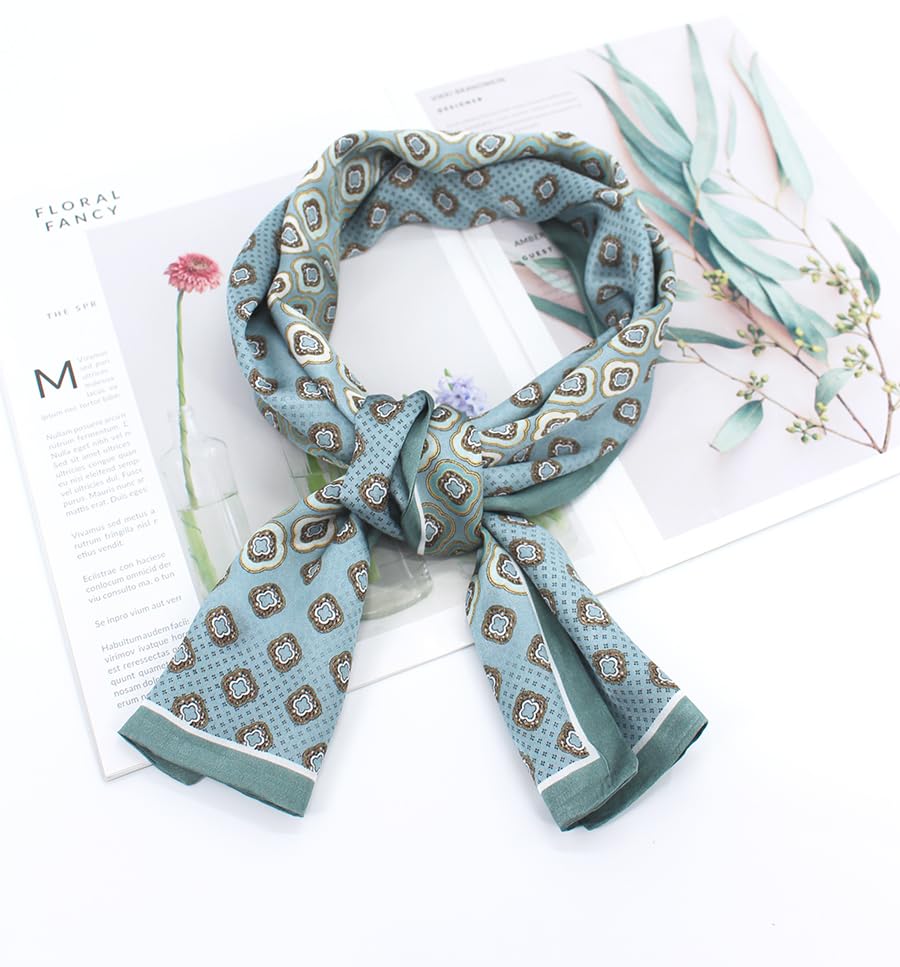 100% Silk Scarf for Women 59”*6.3” Long Shawls for Headscarf and Neck- Oblong Hair Wraps with Gift Packed - color: Blue