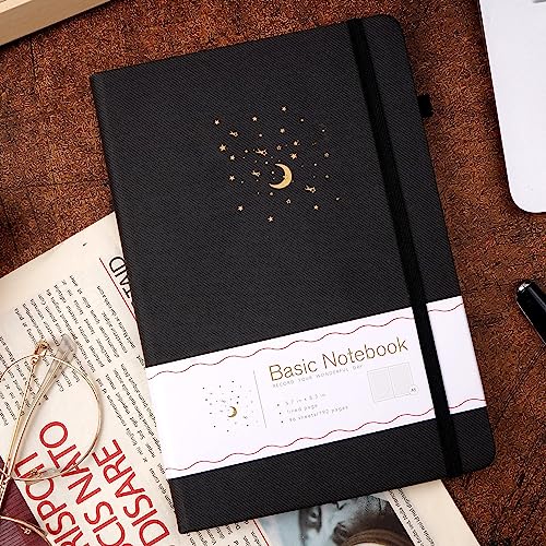 CAGIE Journal Notebook for Women Men, Hardcover Lined Notebooks Journals for Writing Work Journaling Note Taking Diary with Pen Loop (Black Ruled), Gifts, 5.7" x 8.3", 196 Pages - color: 00 Black