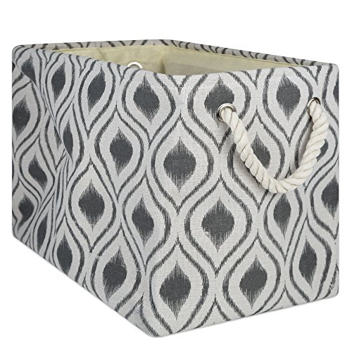 DII Polyester Container with Handles, Ikat Storage Bin, Medium, Mineral Gray - color: Mineral Gray, size: Medium