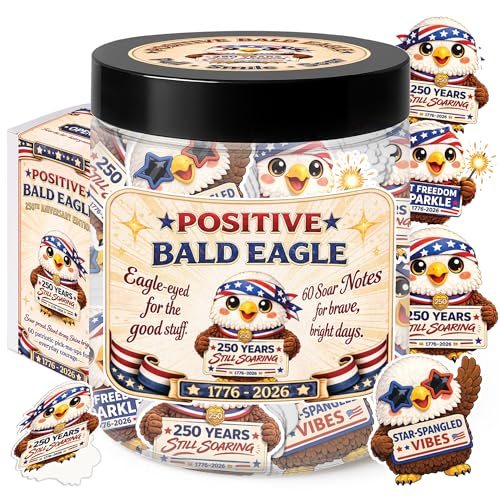 USA 250th Anniversary Merchandise – Positive Bald Eagle Jar (1776–2026), 60 Soar Notes Affirmation Cards, 250th Anniversary USA Gifts, Eagle Decor, Cute Bald Eagle Gifts for Women, Men, Teens - color: Positive Bald Eagle