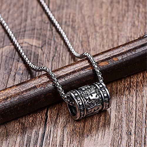 PAURO Men's Stainless Steel Meditation Yoga Necklace Tibetan Buddhist Pendant with 24 Inches Chain