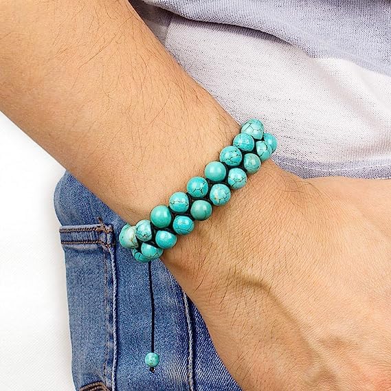 108 Mala Beads Necklace 7 Chakra Tree of Life Pendant Prayer Buddha Bracelets Healing Stone Yoga Men Women Jewelry - color: Turquoise Lava-2 Beads