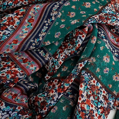 YOUR SMILE Large Boho Scarf for Women Lightweight Floral Printed Scarves Fall Winter Fashion Fringed Shawl wraps - color: 29
