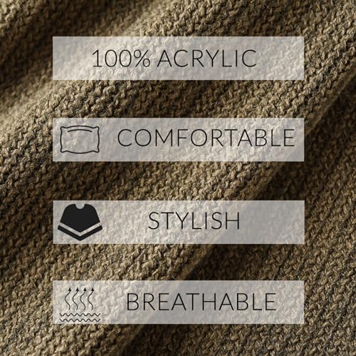Ferand Shawl Wraps for Women, Cozy Lightweight Poncho Cape with Pockets, Warm for Fall Winter Travel - color: Khaki