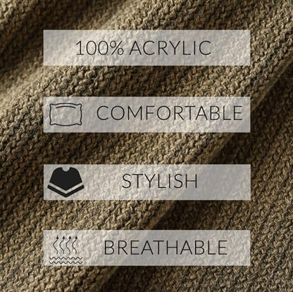 Ferand Shawl Wraps for Women, Cozy Lightweight Poncho Cape with Pockets, Warm for Fall Winter Travel - color: Khaki