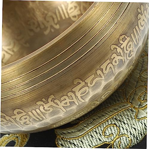 LIFKOME Hand-hammered Meditation Bowl Set for Yoga Relaxation Yellow Tibetan Singing Bowl with Mesmerizing Sound Portable Stress Relief Tool for Mindfulness and Calm