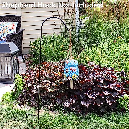 Sunnydaze Spring Flowers Wind Bell - Mosaic Glass Wind Chime Bell for the Patio, Deck, or Porch - 7"