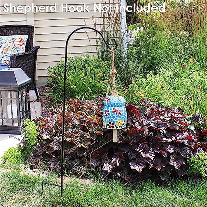 Sunnydaze Spring Flowers Wind Bell - Mosaic Glass Wind Chime Bell for the Patio, Deck, or Porch - 7"