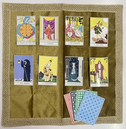 SMMS Spiritual Velvet Table Cloth Altar Tarot Spread (Golden, Medium- 61cm*61cm/ 24inch*24inch) - color: Golden, size: Medium- 61cm*61cm/ 24inch*24inch