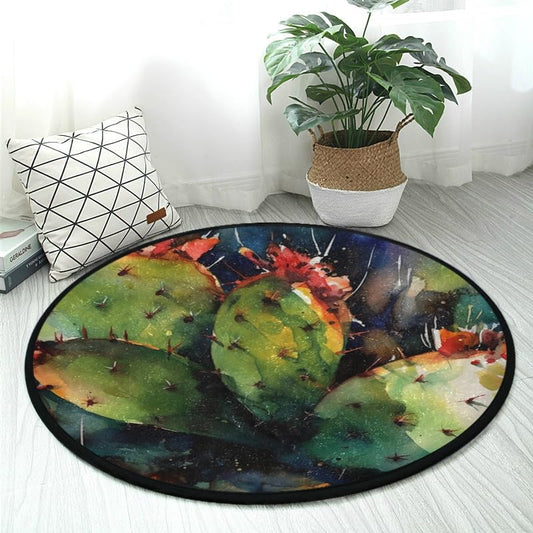 Non-Slip 3ft Round Area Rug Cactus Mat Soft Washable Perfect for Kitchen Living Room Bedroom Bath - color: Color-17, size: 3' (Round)