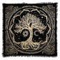 Indian Consigners Tree of Life Altar Cloth Tapestry Tablecloth Celtic Trees Ritual Spiritual Cloth for Sacred Places, Cotton Square Tarot Table Cover 24 by 24 Sacred - color: Golden Sun Moon Tree, size: 24" x 24" (Square)