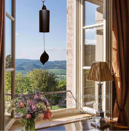 Deep Resonance Serenity Bell Wind Chime, Gong Chime Suitable for Meditation Ancient Copper Pipe is Hanging on Decorative windowsill, Terrace and Courtyard