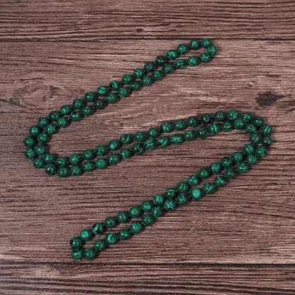 Beaded Necklace Hand Knotted for Woman - color: Green Peafowl 1