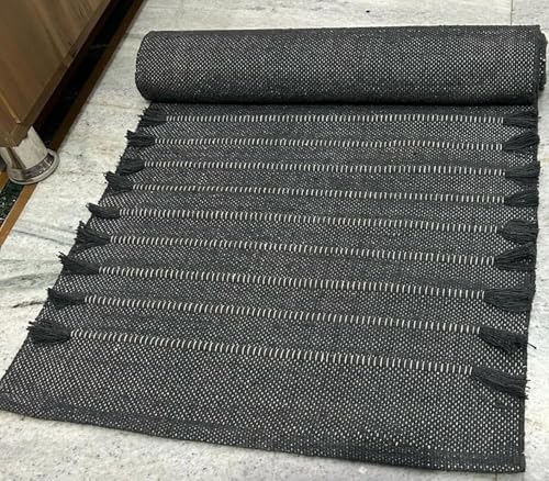 Generic Handcrafted Bohemian Style Grey Color Organic Cotton Mat For Adults & Seniors Meditation Yoga Fitness and Prayer Use
