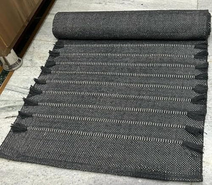 Generic Handcrafted Bohemian Style Grey Color Organic Cotton Mat For Adults & Seniors Meditation Yoga Fitness and Prayer Use